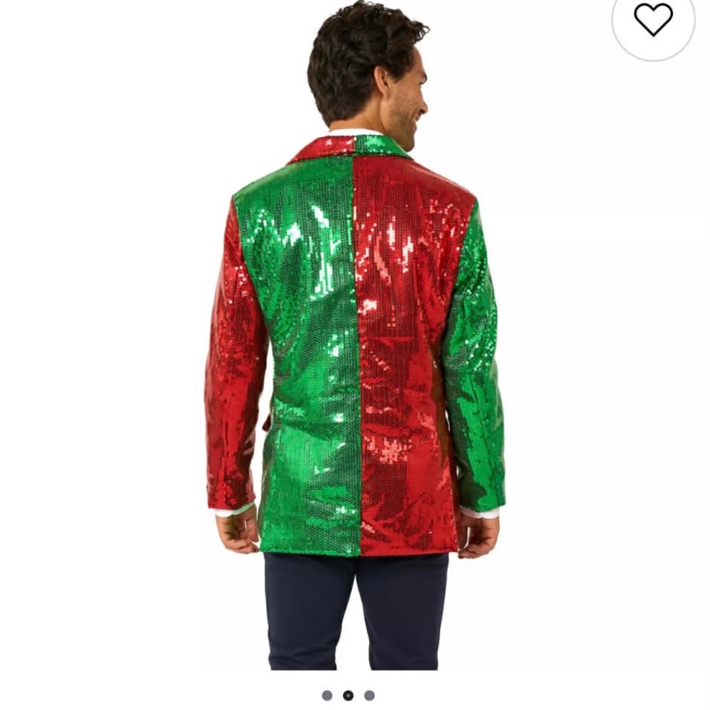 Vibrant Christmas Sequin Men's Jacket in Red and Green